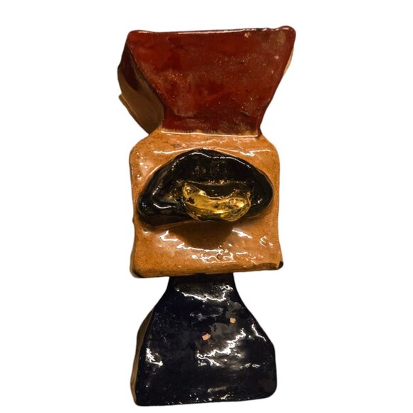 Golden Tongue Abstract Sculpture Handcrafted Vase Vessel OOAK Modern Art - Picture 2 of 16